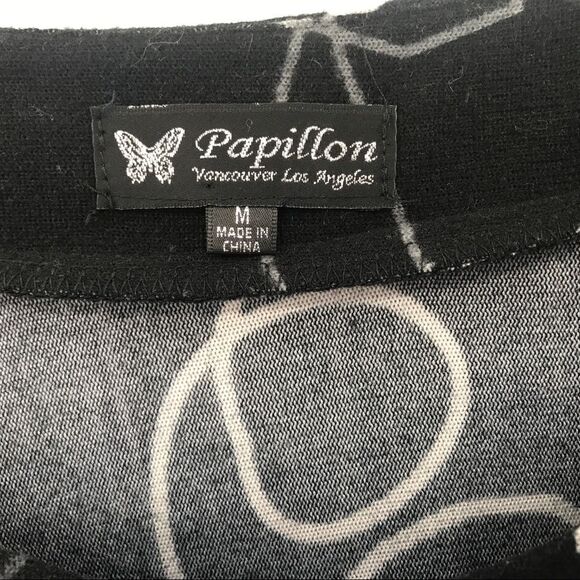 Papillon Sweater‎ Dress Sz M Black White Knit Abstract Print Fairygoth - Picture 7 of 7